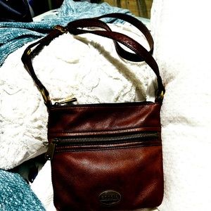 Vintage Fossil Leather Crossbody Bag